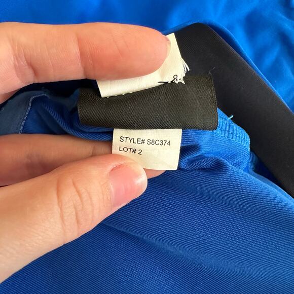 Kate Spade One Piece Swimsuit Women’s 6 Blue Black Tie Straps Ruched Padded Cups - Picture 9 of 9